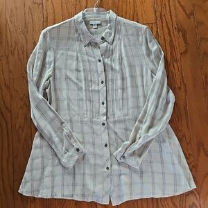 J.JILL PLAID TUNIC W/PIN TUCK, PEPLUM BOTTOM (NEW $89) SZ M